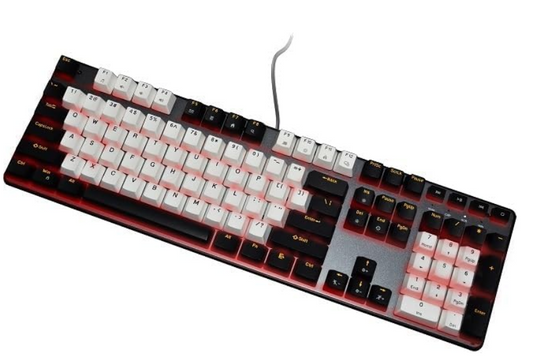 Mechanical Gaming Keyboard Red Switch, RGB, 108 Keys, Black and White